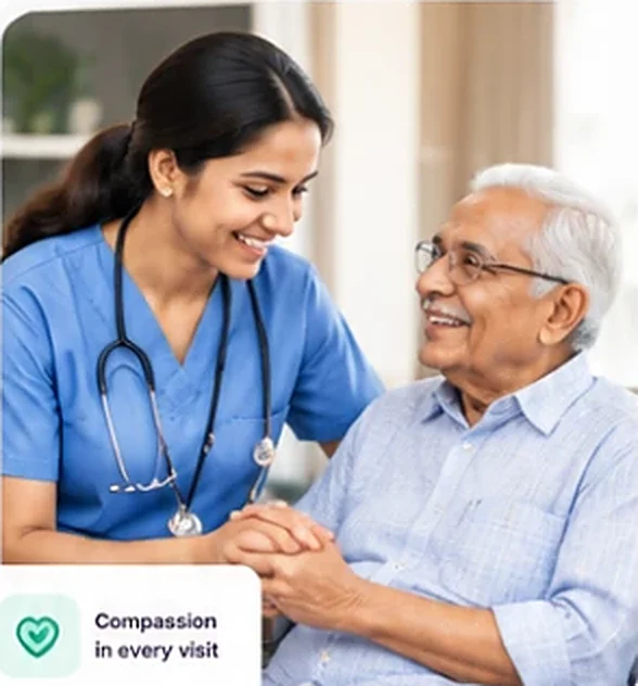 A TuhiTu nurse holding an elderly man's hands